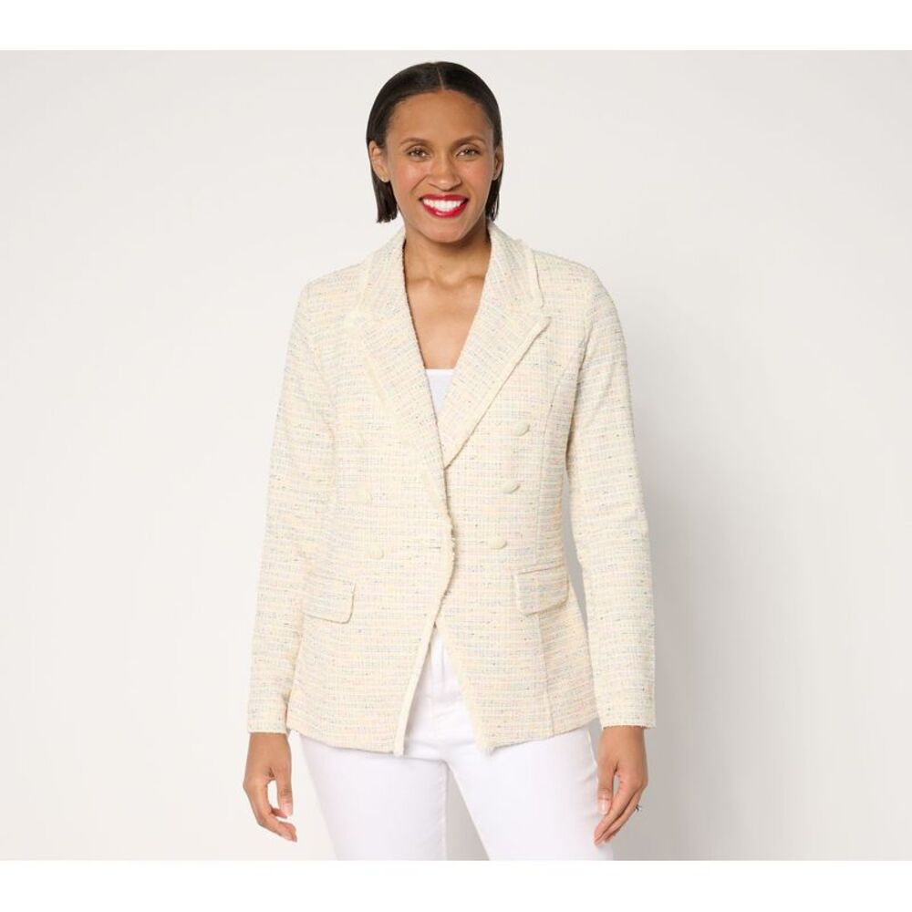Top Knot Women's Jacket Sz M Class & Sass Spring Tweed Blazer Sandalwood A679779